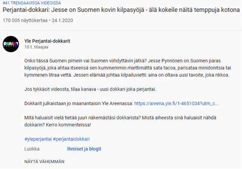 Kuva Youtubevideon kuvauksesta.